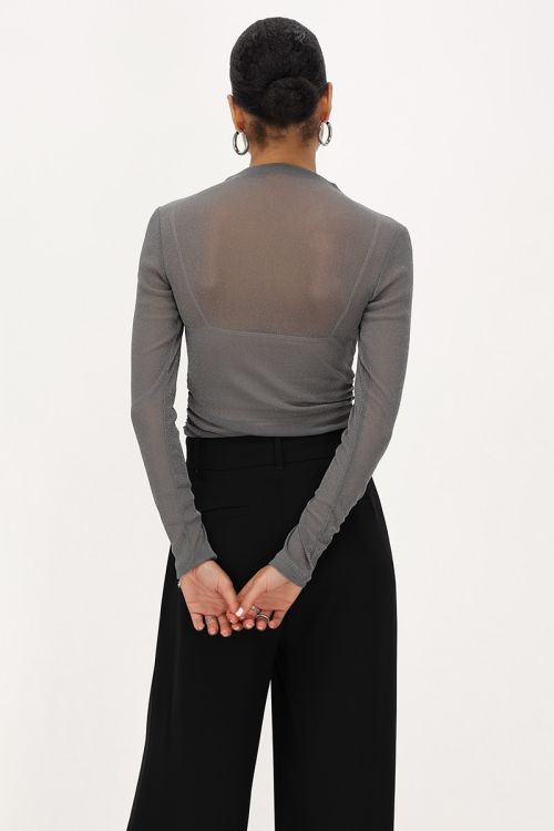 Grijze mesh body met lurex