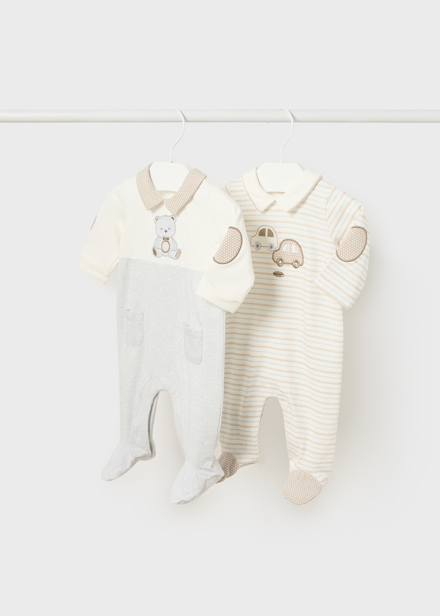 Conjunto de 2 pijamas com gola de algodão sustentável para recém-nascido