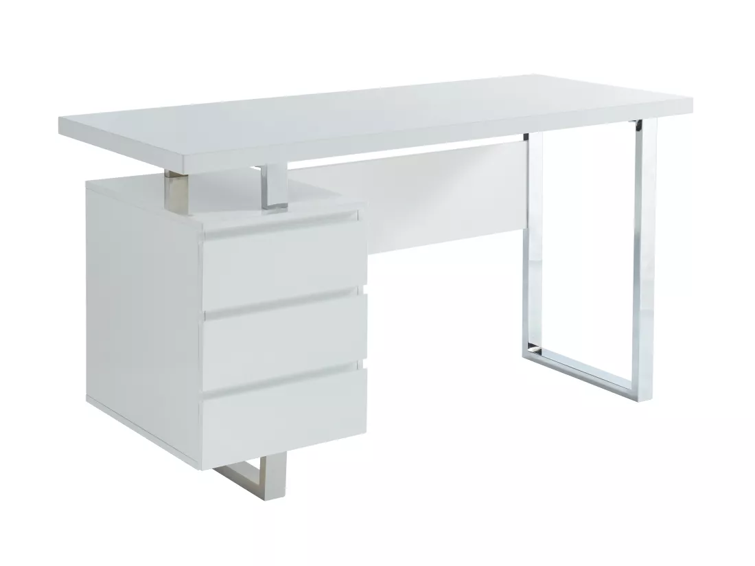 Bureau avec 3 tiroirs - MDF - Blanc laqué - MYLAN II