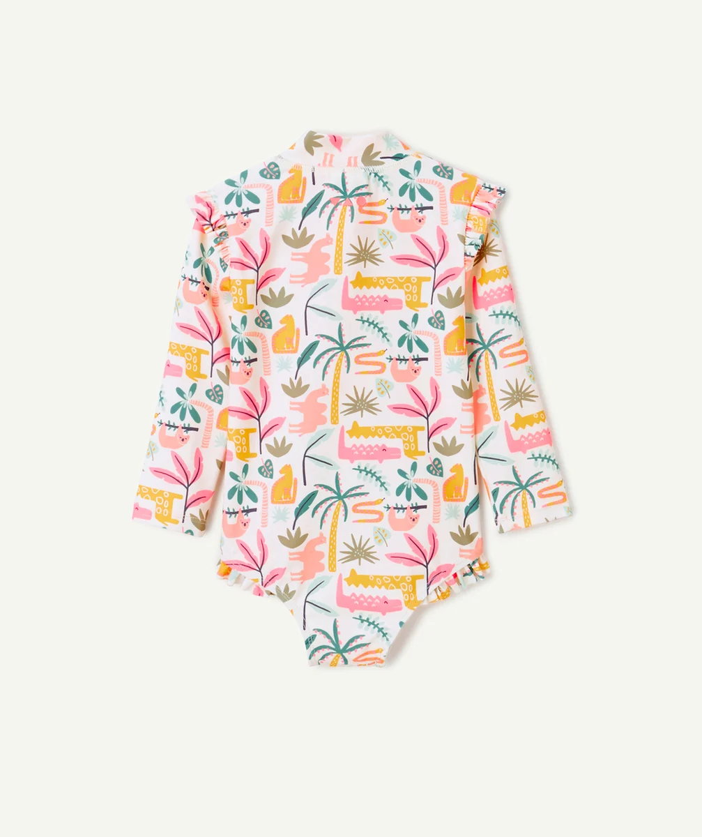 COMBINAISON ANTI-UV BÉBÉ FILLE EN FIBRES RECYCLÉES IMPRIMÉE JUNGLE