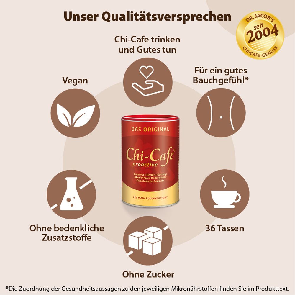 Chi-Cafe proactive Wellness Kaffee mit Akazienfaser Guarana Reishi-Pilz Ginseng
