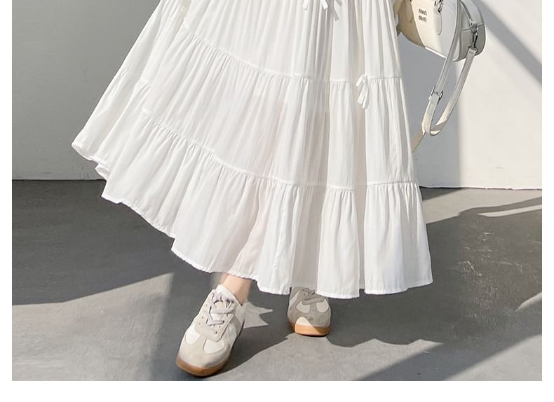 Cloud Nine - Effen maxi-A-lijn rok met elastische taille en strik