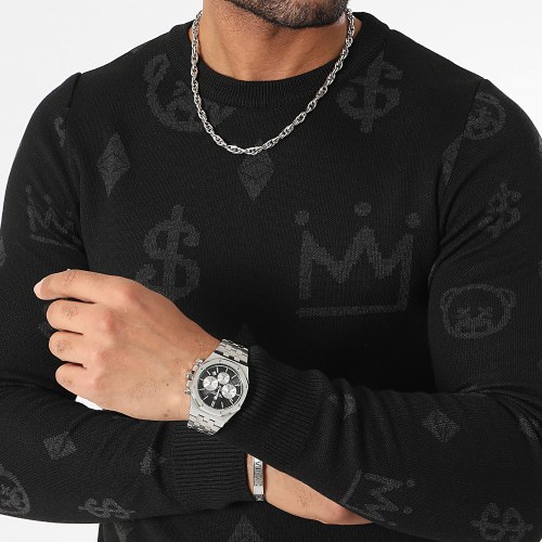 Pull Col Rond Maison De Couture 0013 Noir Gris Anthracite