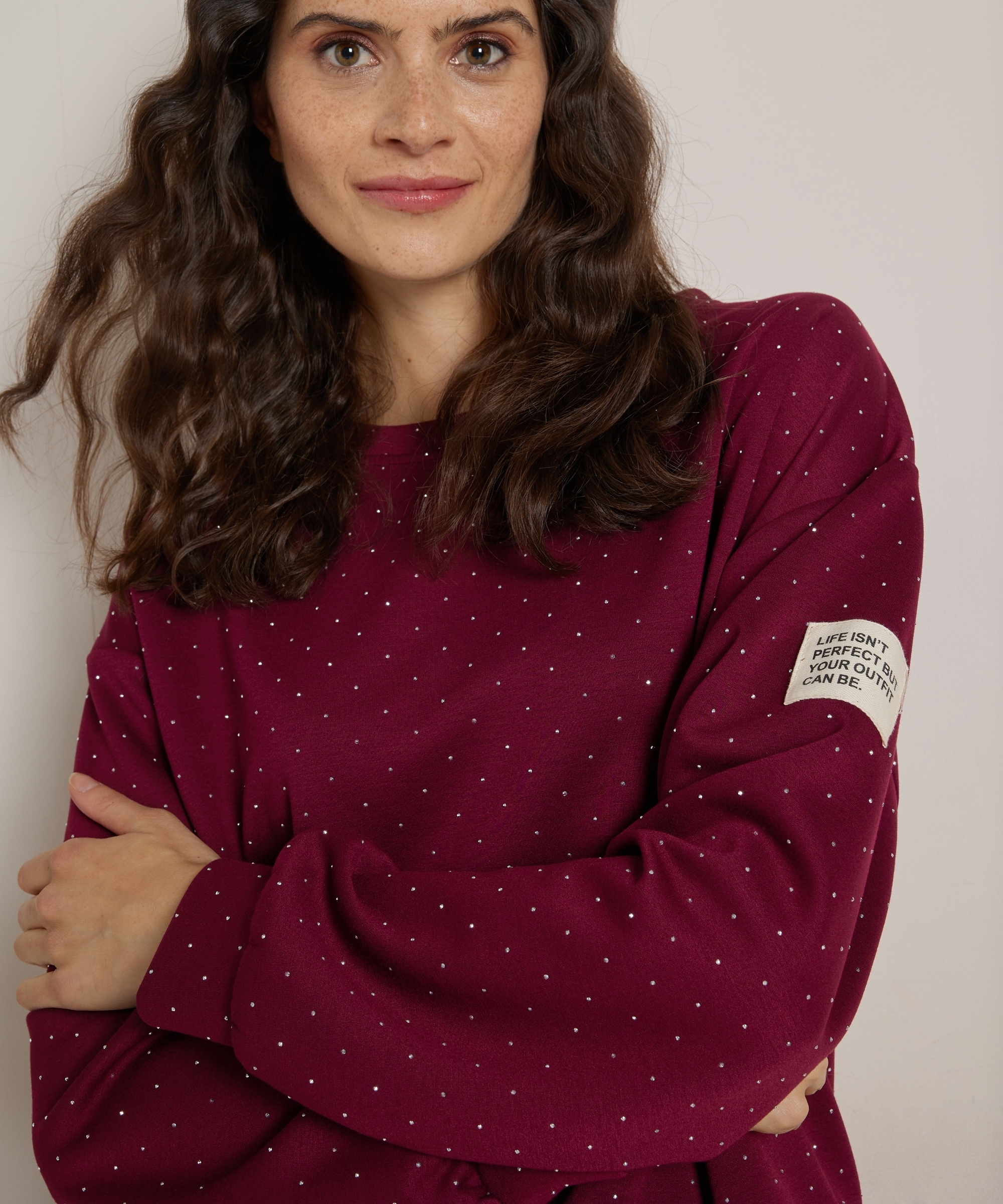glitter trui mouwlabel
