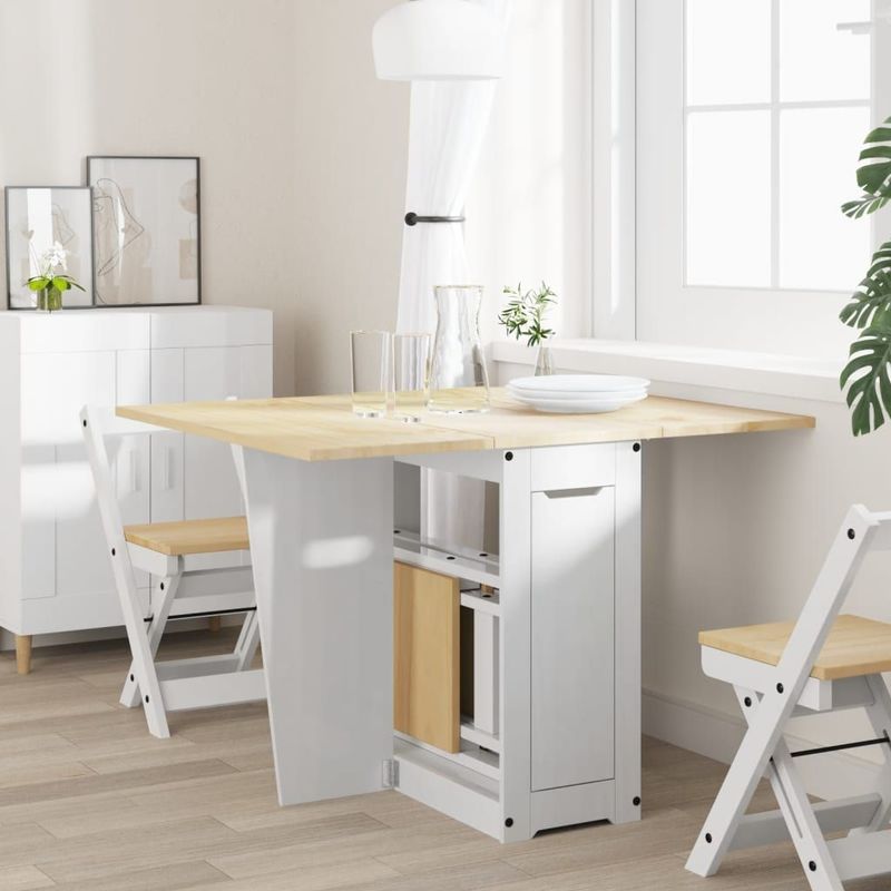 vidaXL - Eettafel Corona - Inklapbaar - Massief Grenenhout - Wit