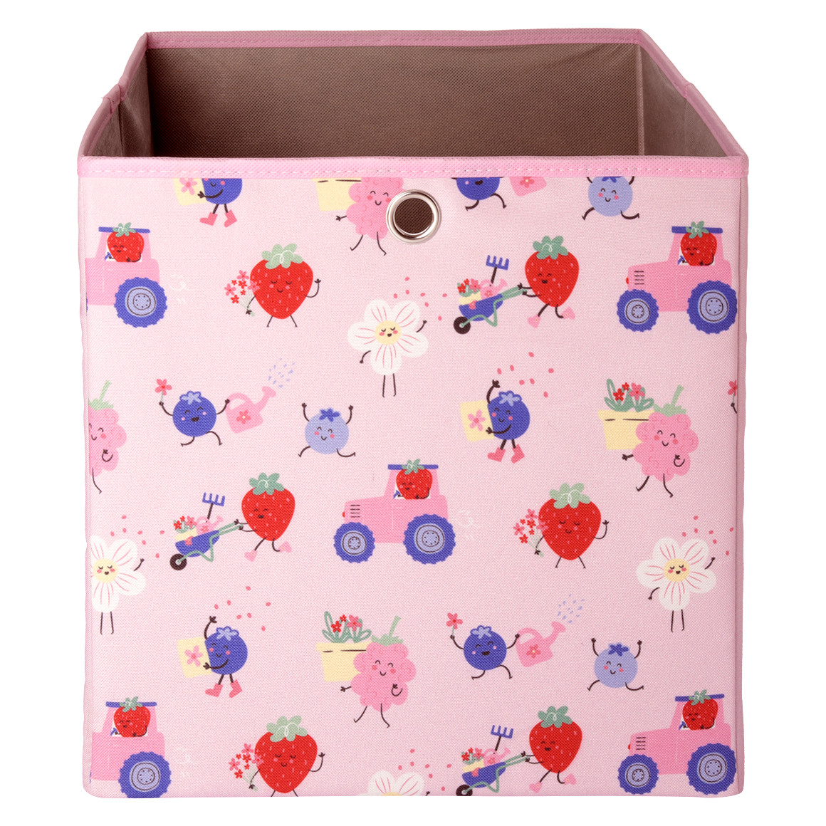 Große Aufbewahrungsbox mit bunten Motiven rosa