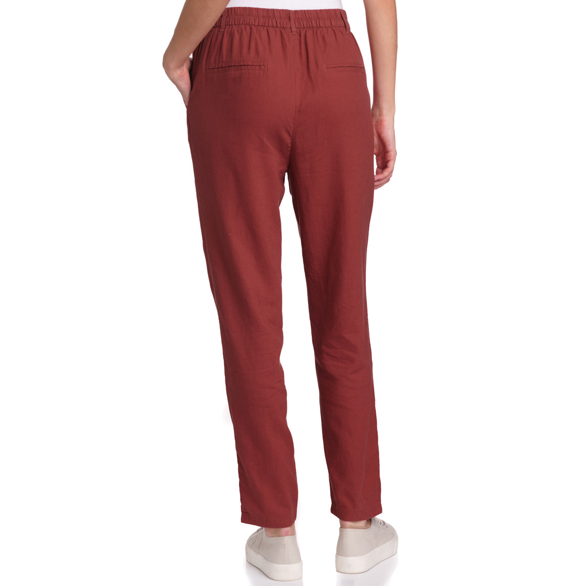 Gina Collection Damen Leinen-Jogpants in Unifarben bordeaux