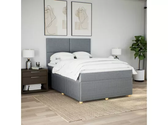 Sommier à lattes de lit avec matelas Gris clair 140x190cm Tissu