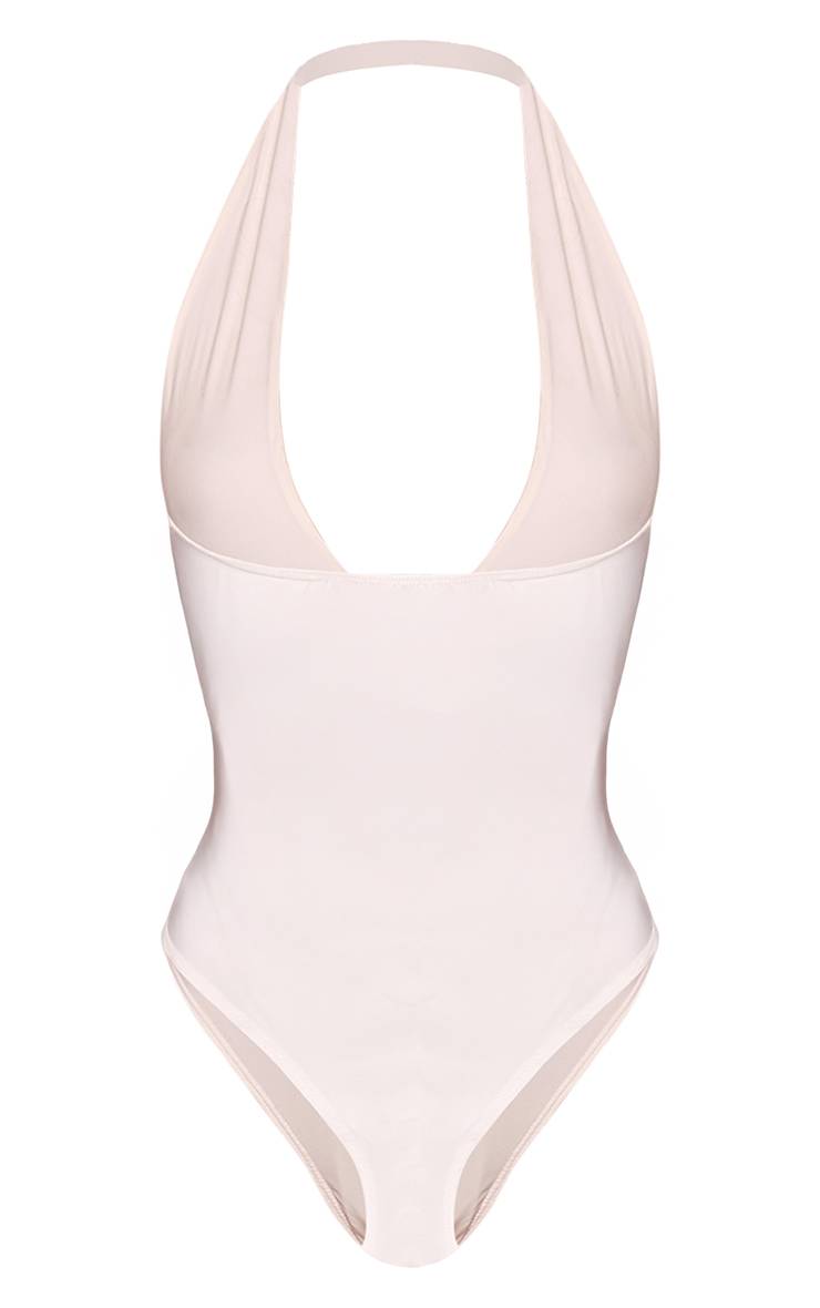Crème Body En Jersey Sculpté À Col En V Et Encolure Dos-nu