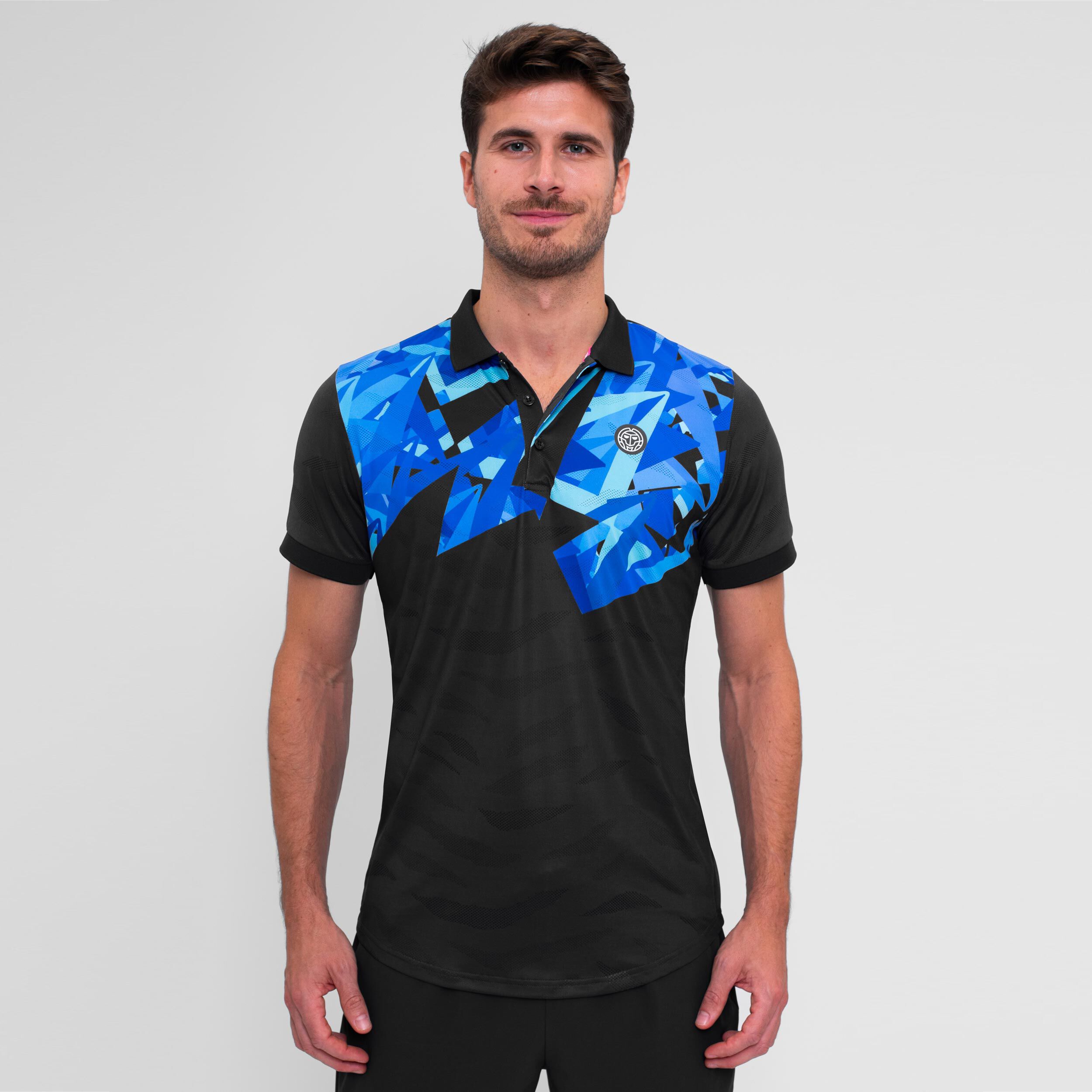 BIDI BADU Spike Polo Hommes - Gris Foncé, Bleu