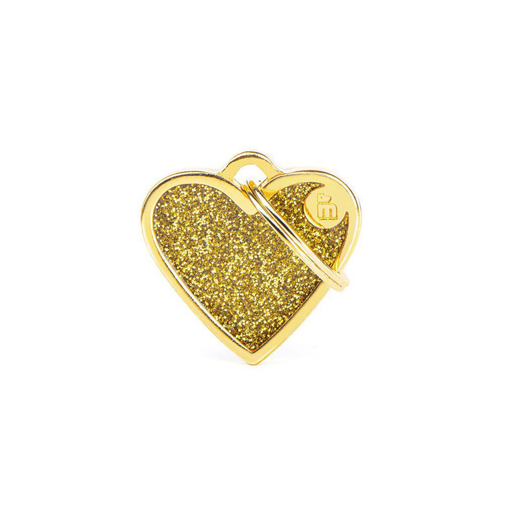 My Family Hart Glitter - Hondenpenning - goud - S