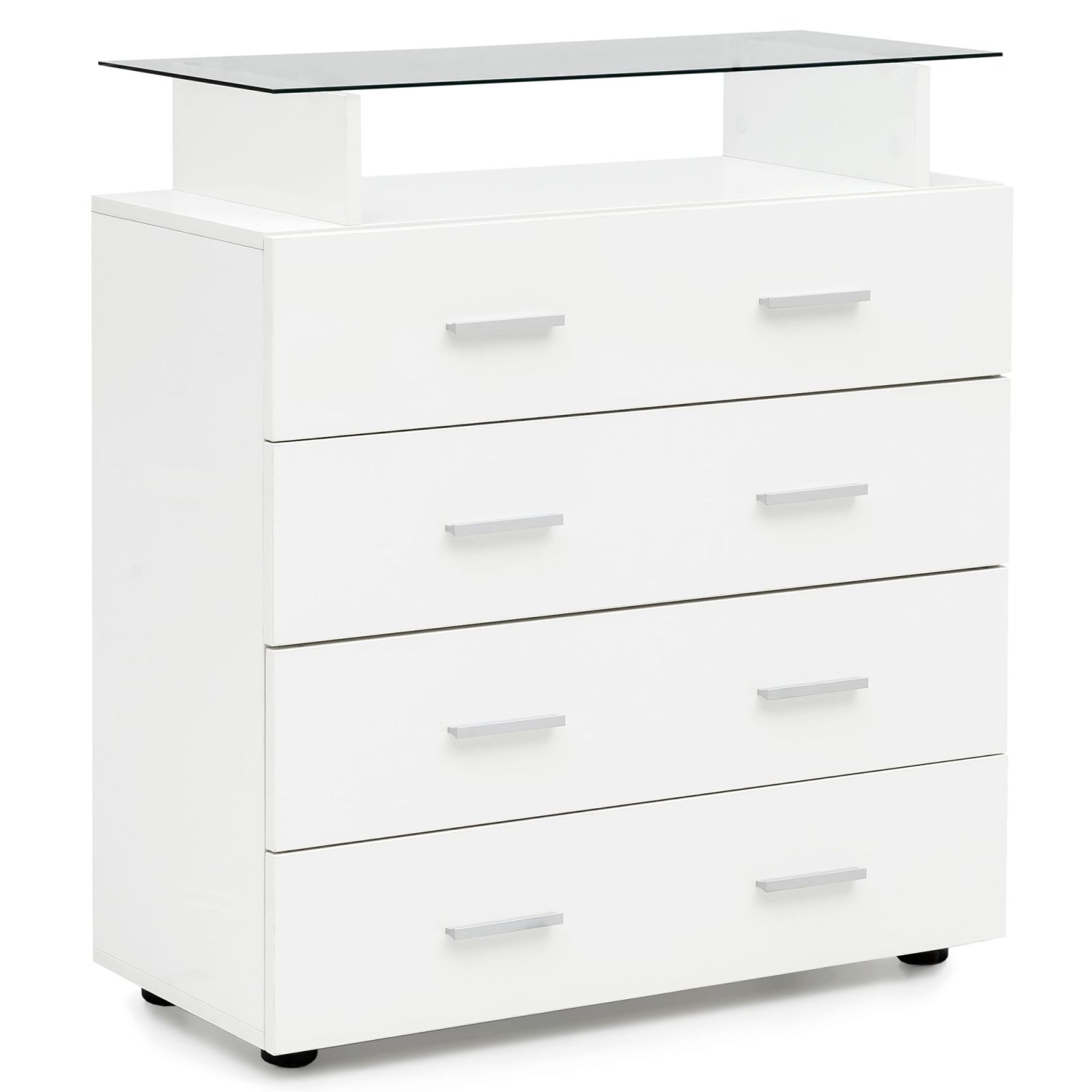 Kommode - weiß-Hochglanz - 4 Schubkästen - 84x76 cm