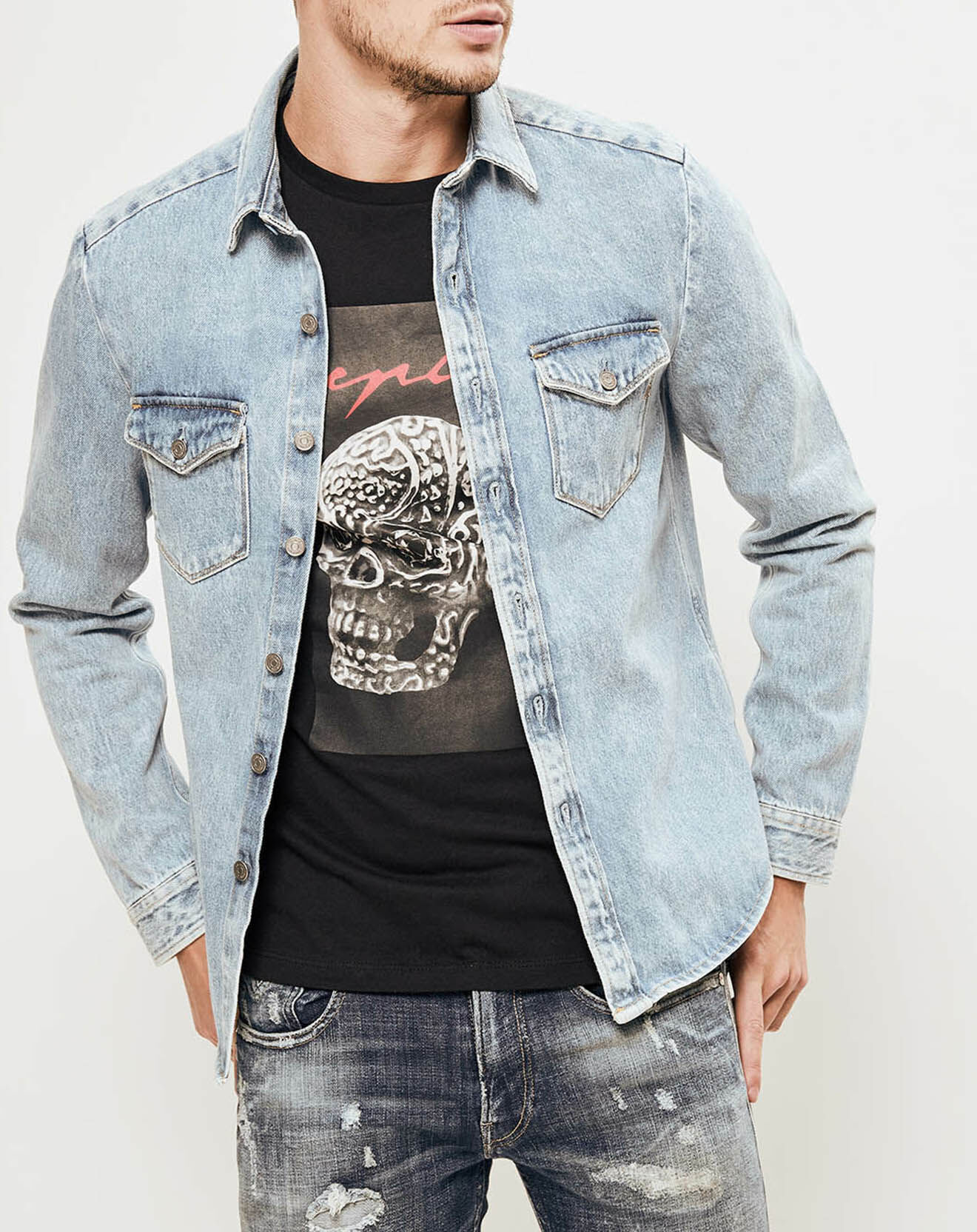 Replay Veste en denim Vintage bleu clair