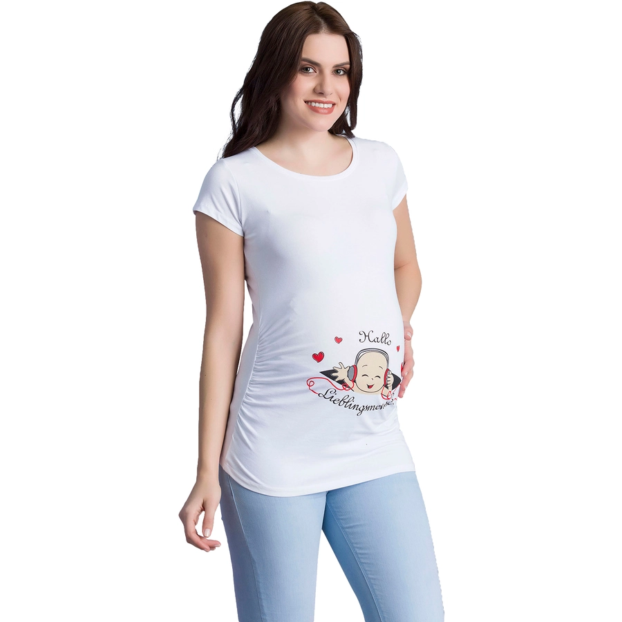 M.M.C. Umstandsshirt Hallo Lieblingsmensch mit Motiv Weiß