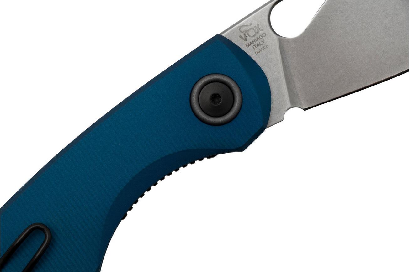 Fox Chilin FX-530-ALBL Stonewashed N690, Blue Aluminum zakmes, Jesper Voxnaes design