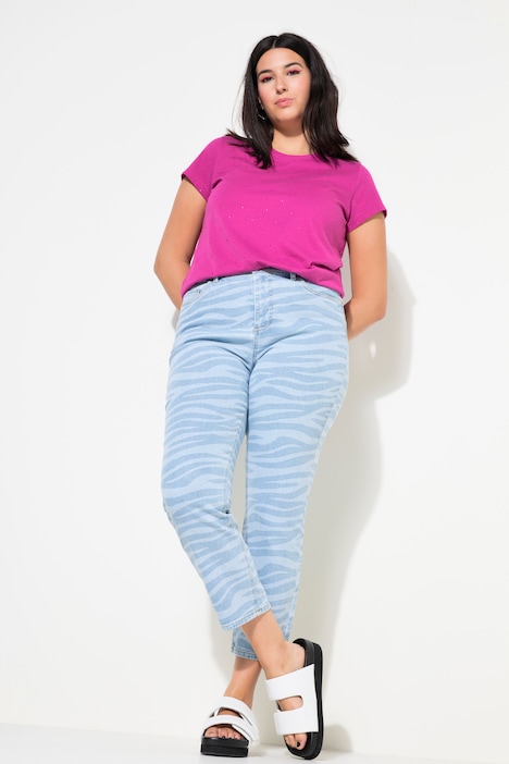 Mom-Jeans, Wide Legs, Zebra-Print, 5-Pocket