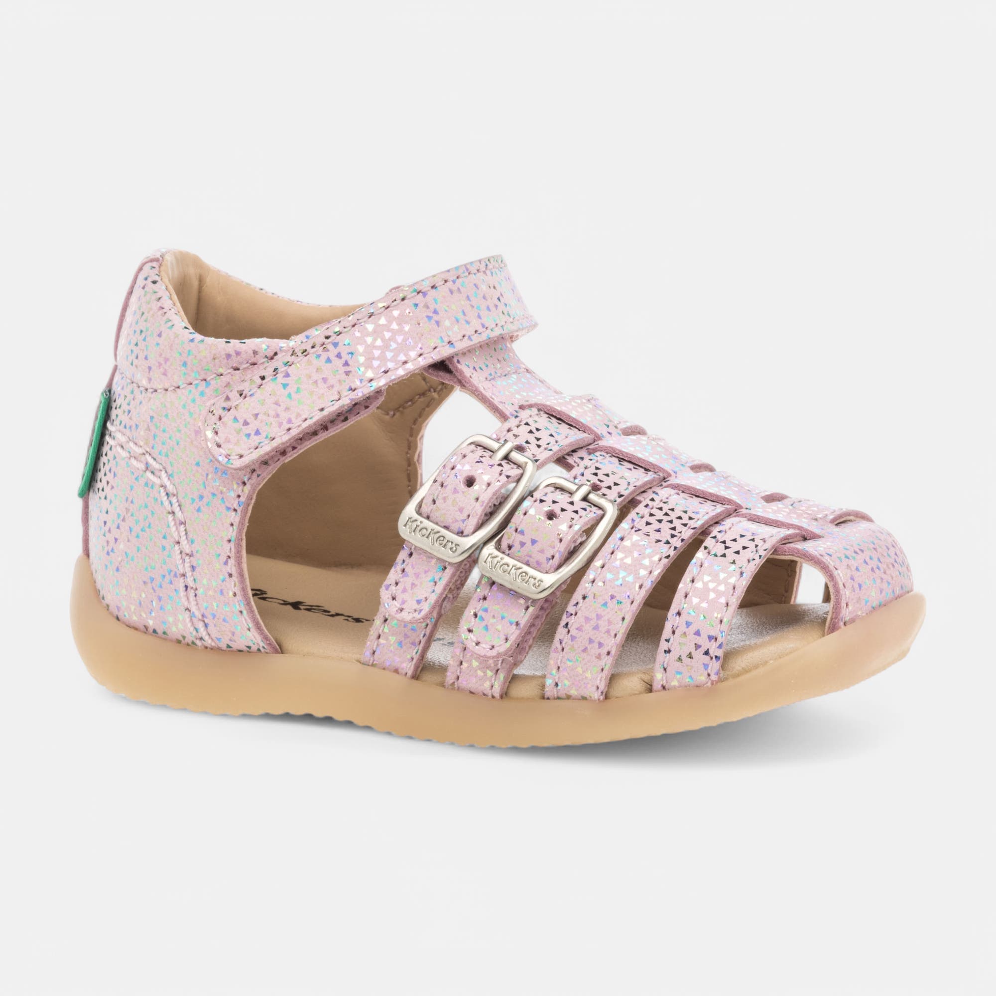 Nu-pieds Bébé fille en cuir rose