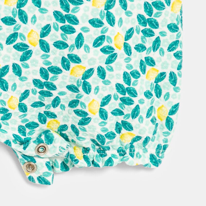 Combi courte coton fantaisie citrons bleu bébé fille Bleu
