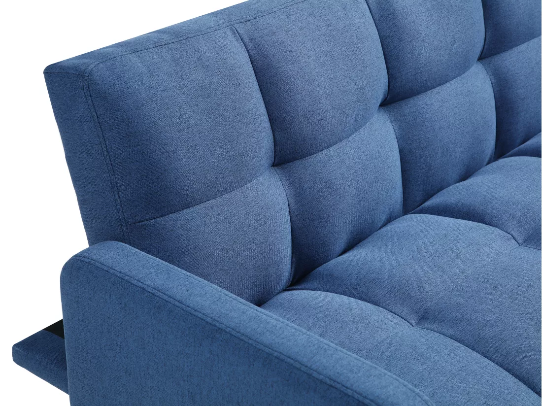 Canapé 3 places convertible en tissu bleu ROREMA