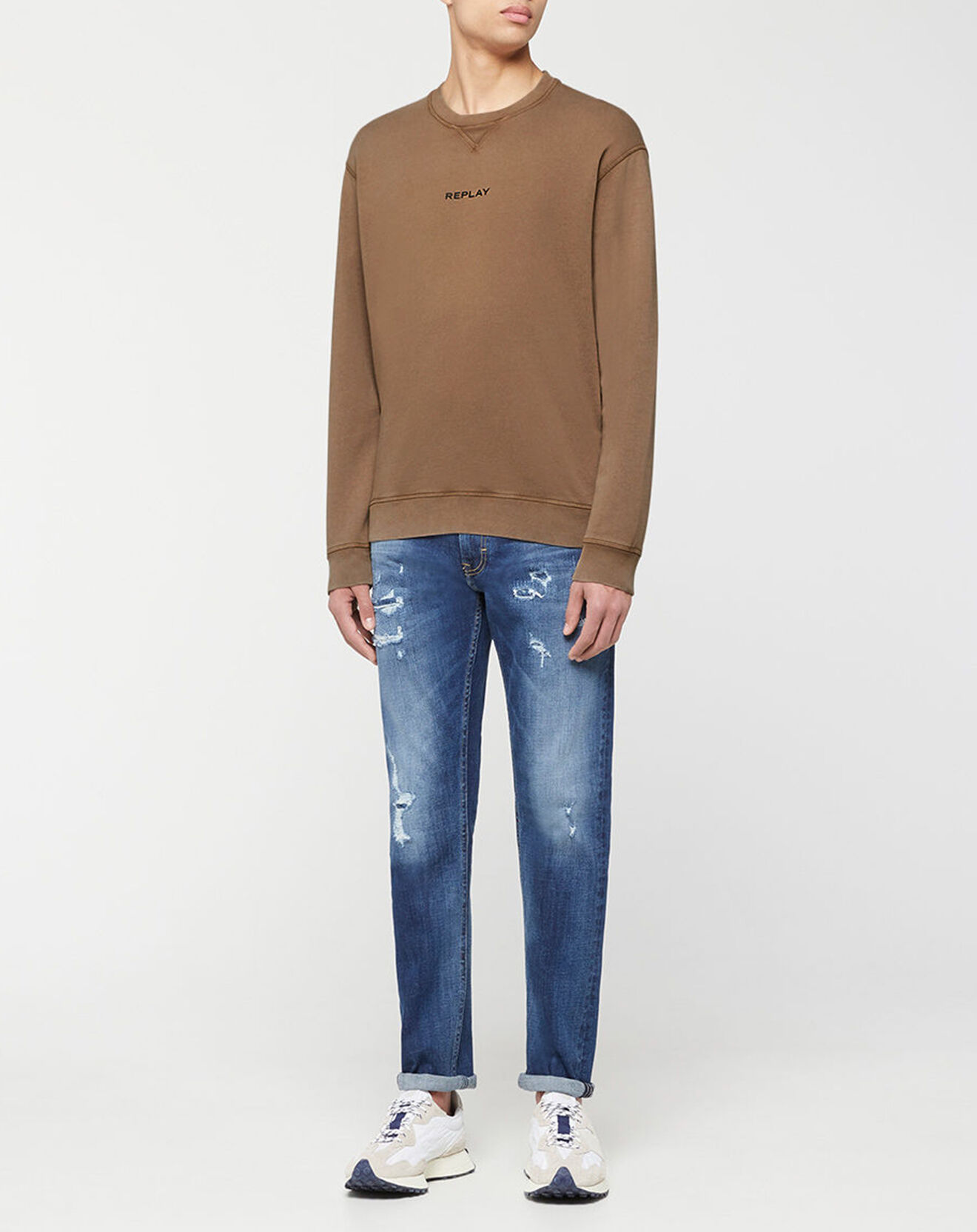 Replay Sweat en Coton Bio Essentials Cn marron
