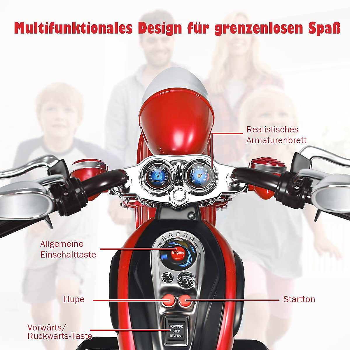 Motorrad Dreir&auml;driges Design ab 3 Jahren rot