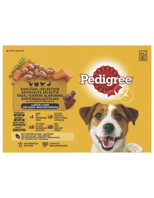 Pedigree Maaltijdzakjes Adult Poultry Selection Multipack - Hondenvoer - Gevogelte 12x100 g