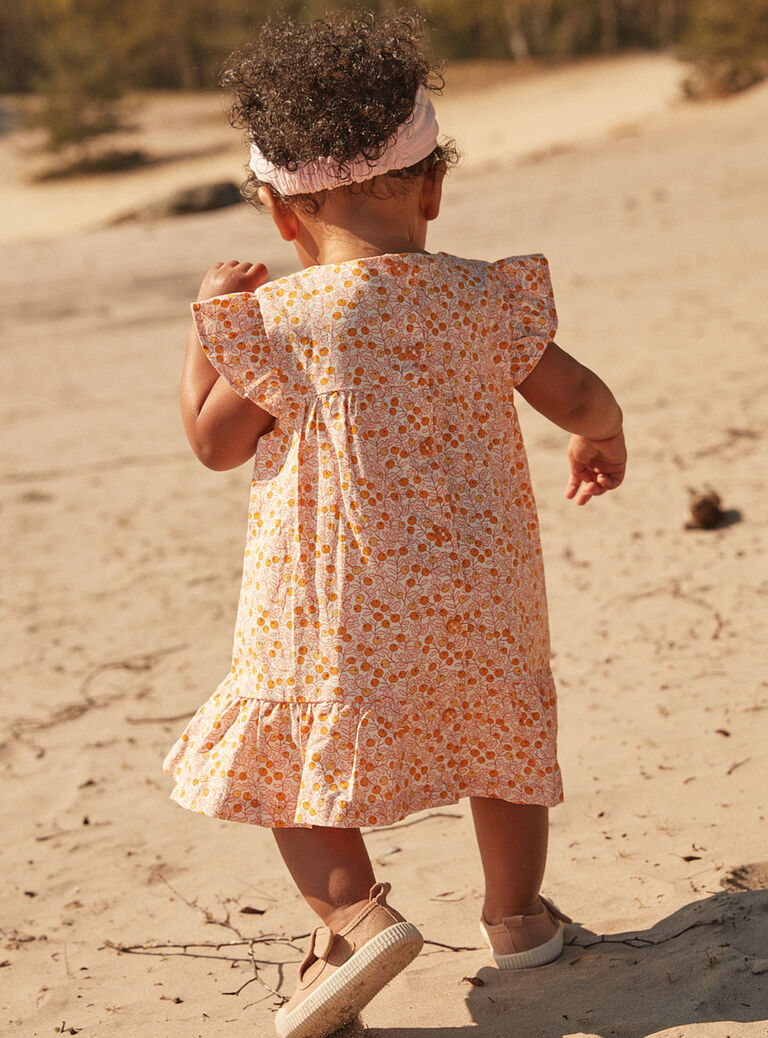 Robe et culotte écrues en popeline tramée