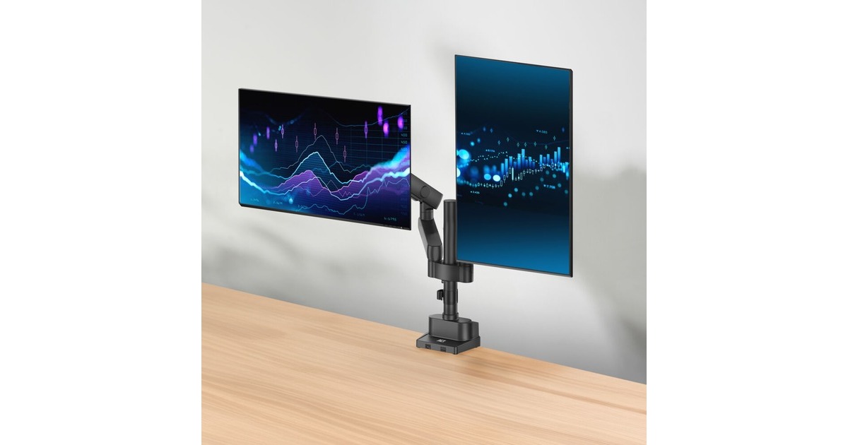 ACT ConnectivityMonitorarm office solid pro, mechanische veer, 2 monitoren  (Zwart)