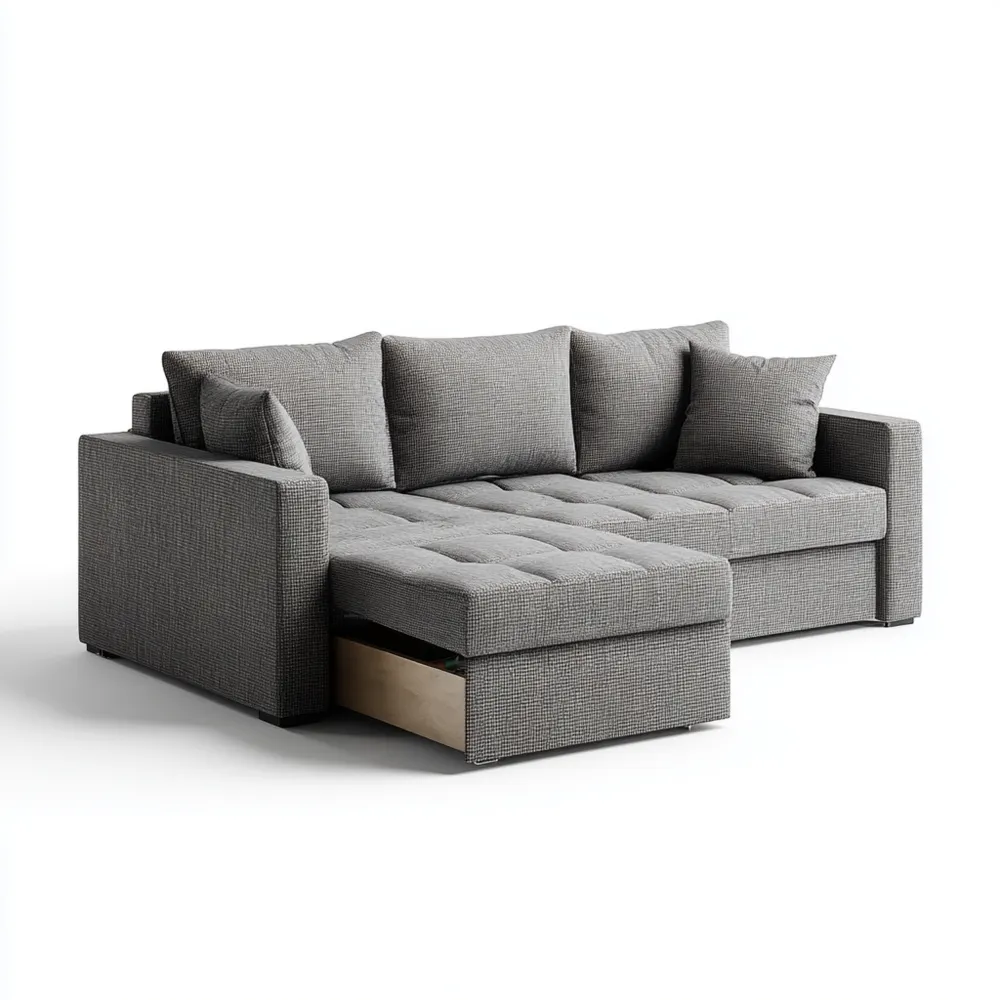 Ecksofa Stoffpolster 250x160x90 cm – Grau – Modernes Design