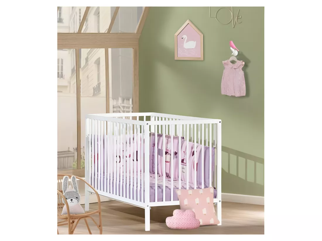 BABY PRICE - lit 120x60 tout barreaux blanc first