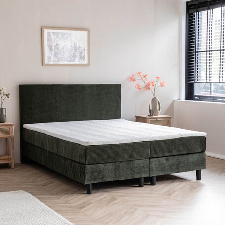 Boxspring Julia Rib - Olijfgroen - 180 x 200 cm