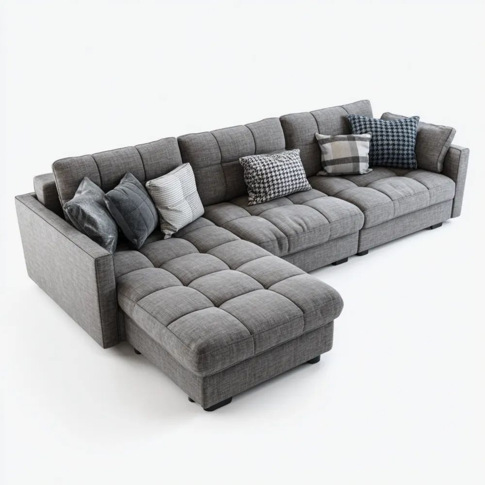 Modernes Ecksofa aus Stoff 260x150x85 cm - Dunkelgrau