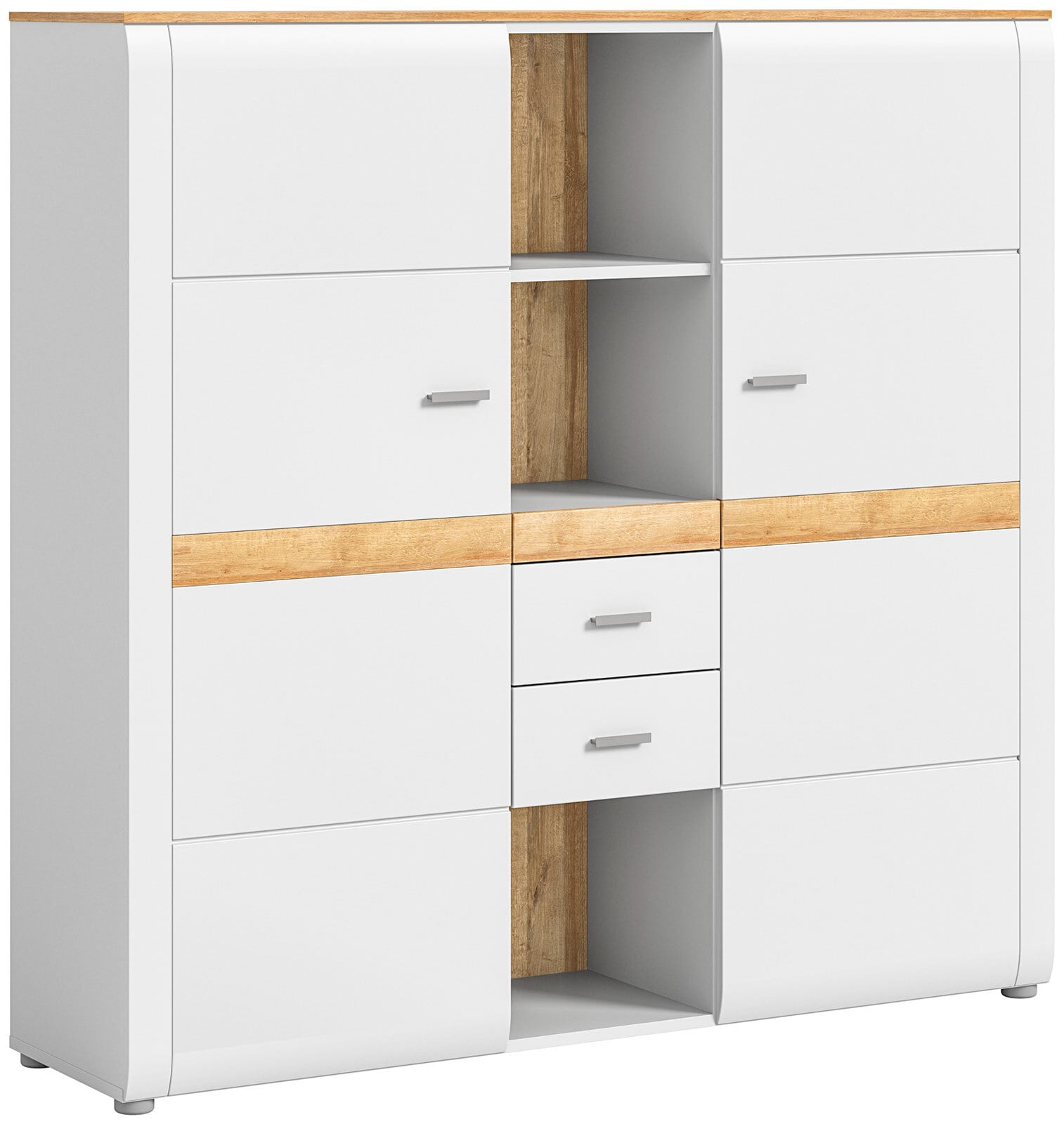 Highboard Ashton Ashgray matt/Eiche Riviera-Holzoptik 142x138x37 cm