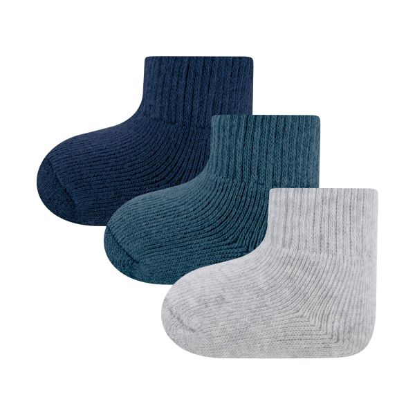 Ewers Uni Babysokjes - 3-Pack - One Size - Blauw/Grijs
