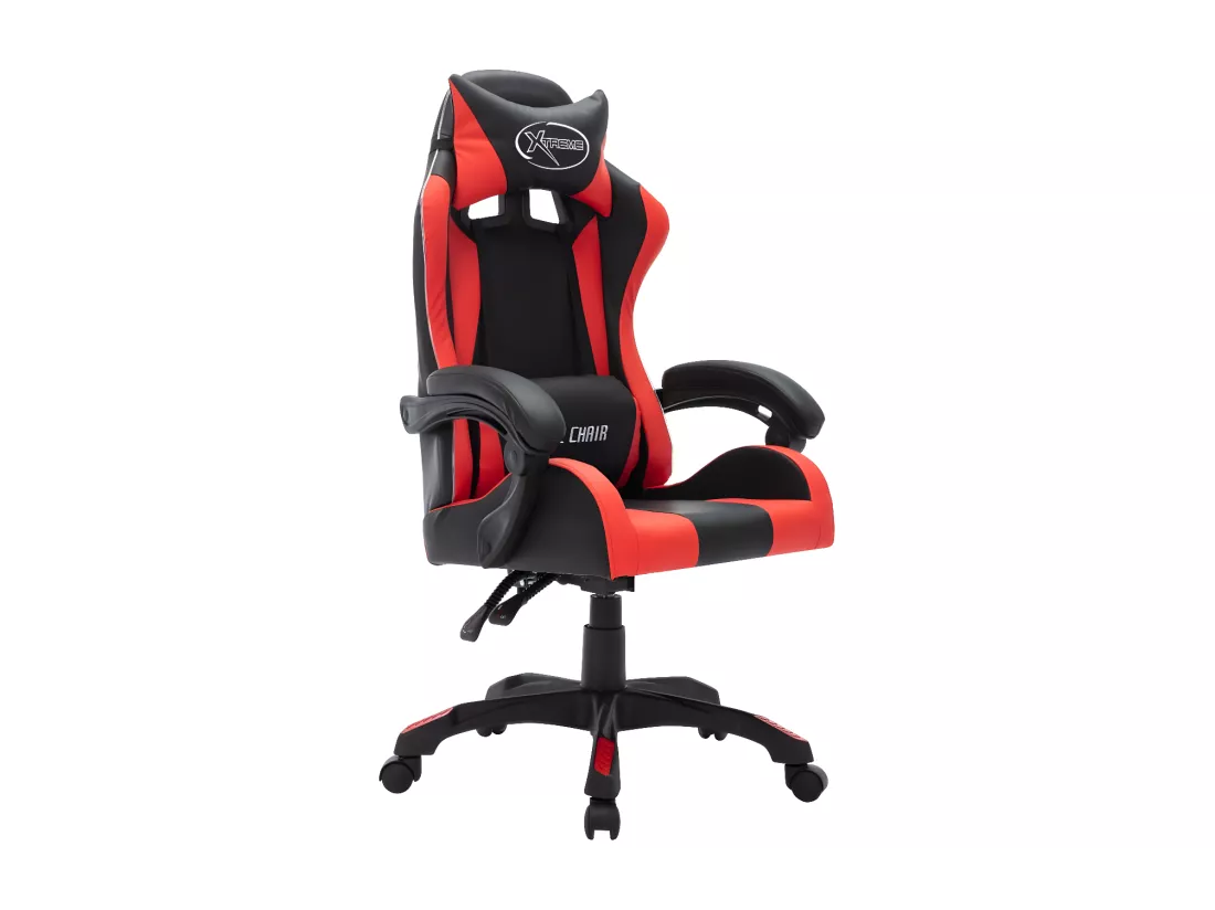 Fauteuil de jeux vidéo avec LED RVB Rouge et noir Similicuir