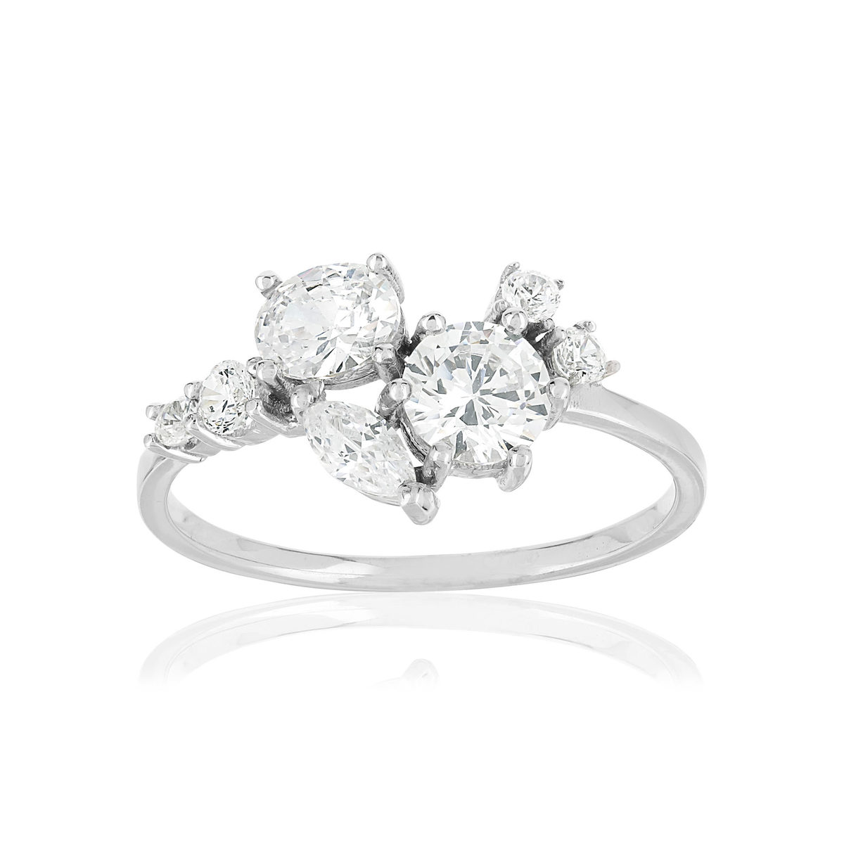Bague or 375 blanc zirconias