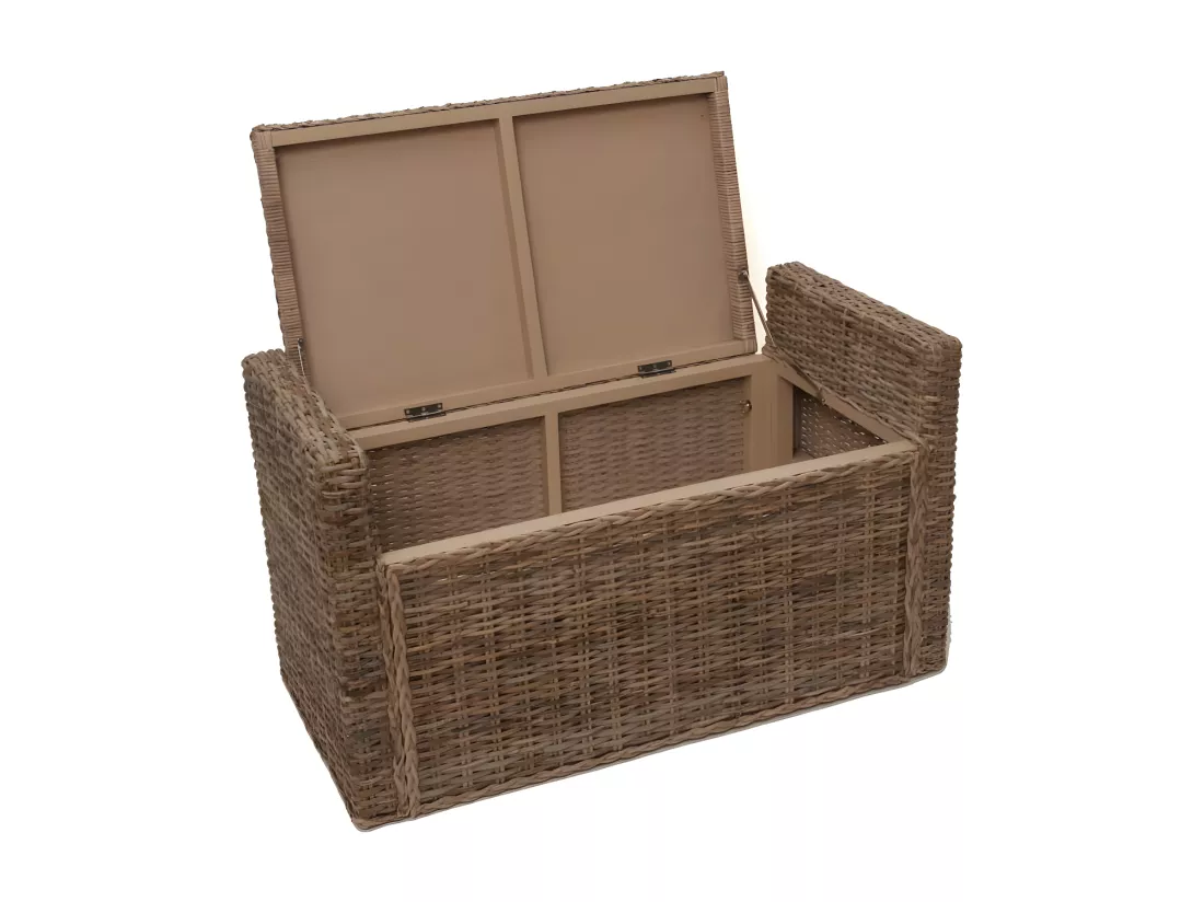Banc Genua Rattan Compartiment de rangement, kubu, gris