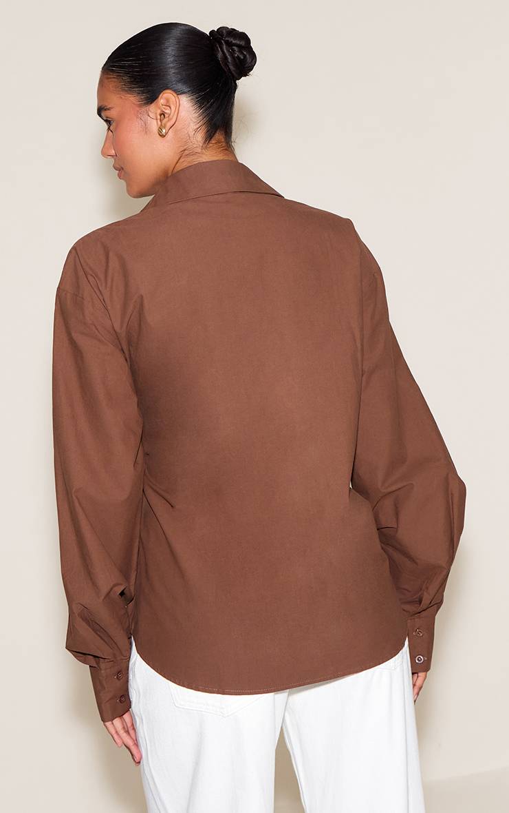 Chocolat Chemise En Coton Cintrée À Boutons Multiples