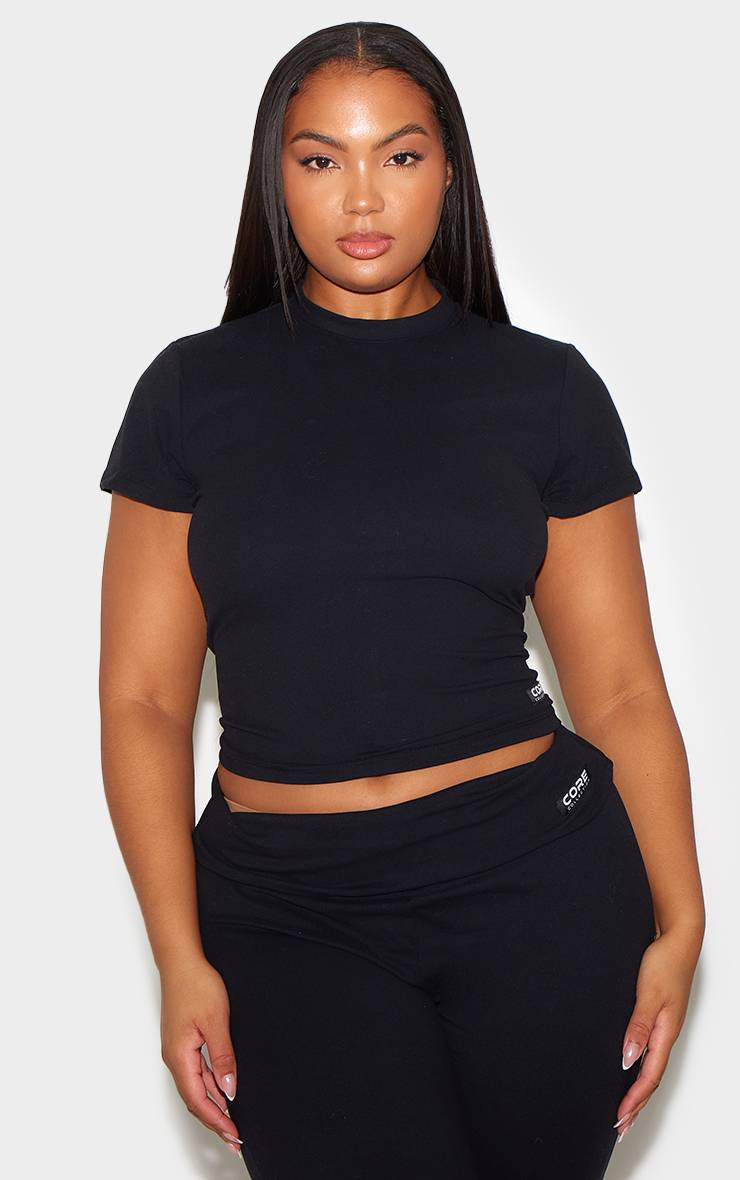 Noir T-shirt Long Ajustant À Patte De La Collection Core Plus Basic