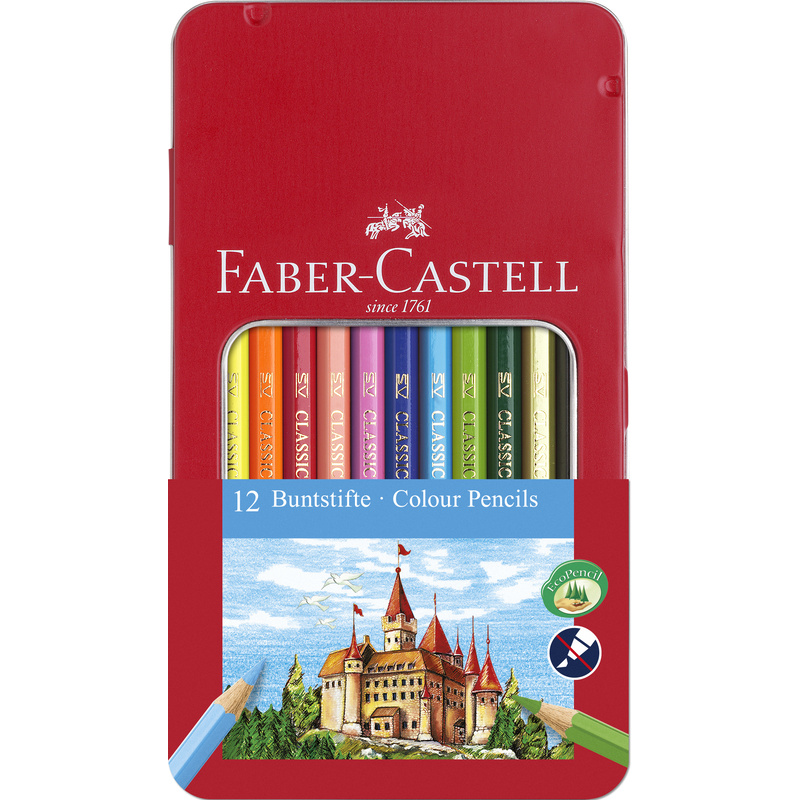 Faber-Castell Farbstifte Classic Colour, 12er Metalletui, assortiert