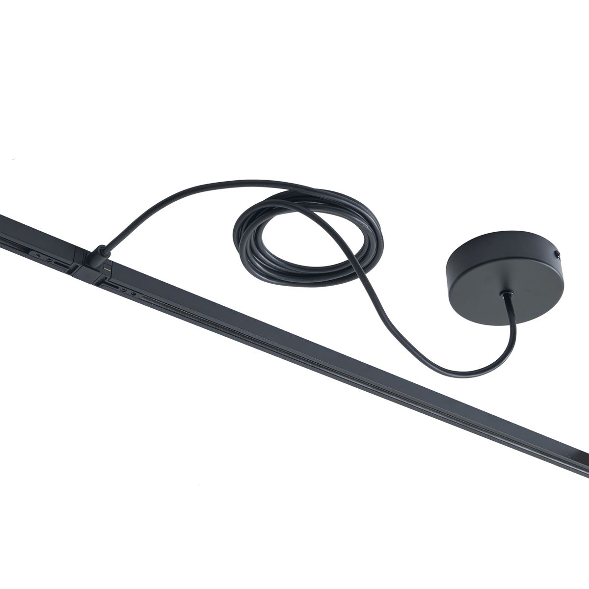 Voeding met ronde bevestigingsplaat voor 1-fase rail zwart - Slimline