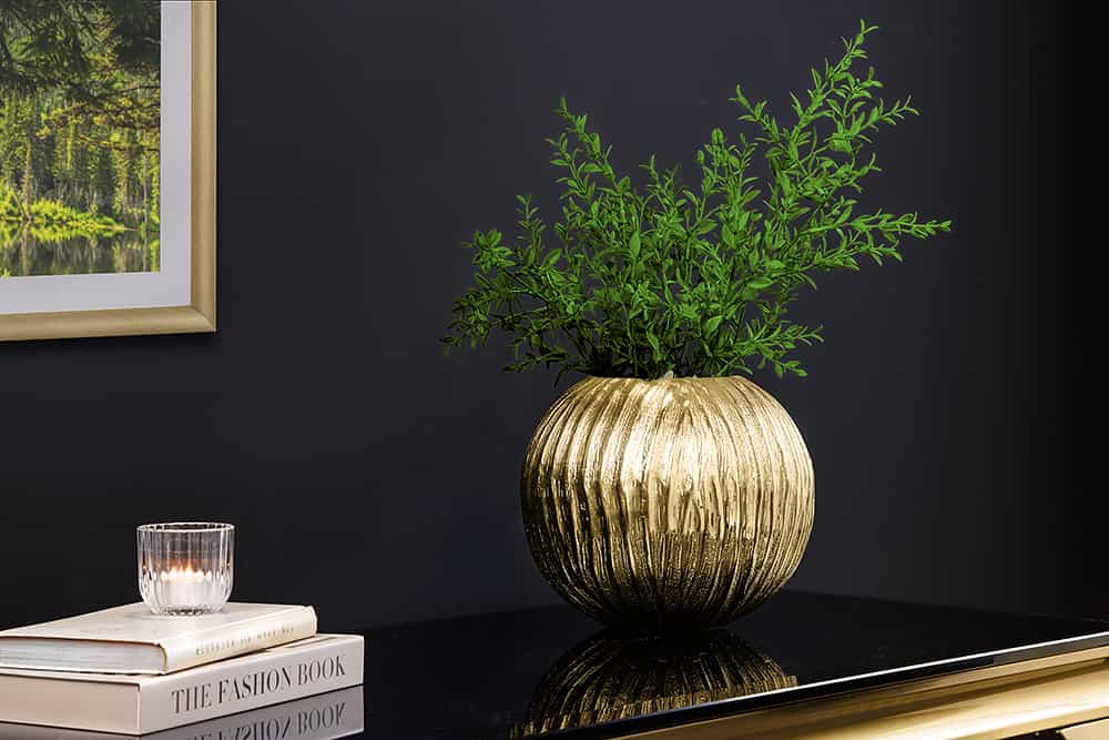 Moderne Vase ELEGANCE 25cm gold antik Hammerschlag Design