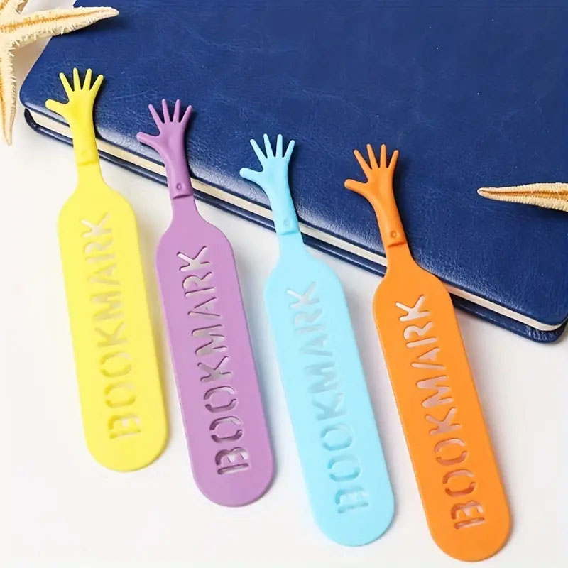 (4er Set) Kunststoff Buch Lesezeichen Hand Seiten Markierungen - Assortiert