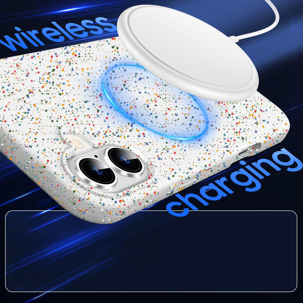 iPhone 16 MagSafe Hardcase Hülle im Dot Desing - Weiss / Bunt