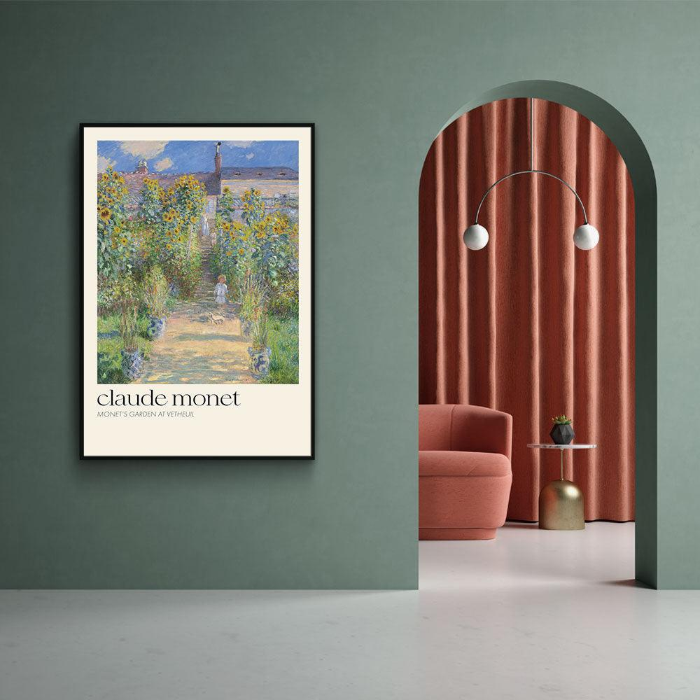 Walljar poster ingelijst - Claude Monet - De Tuin Van Monet In Vétheuil Poster ingelijst - 40 x 60 cm