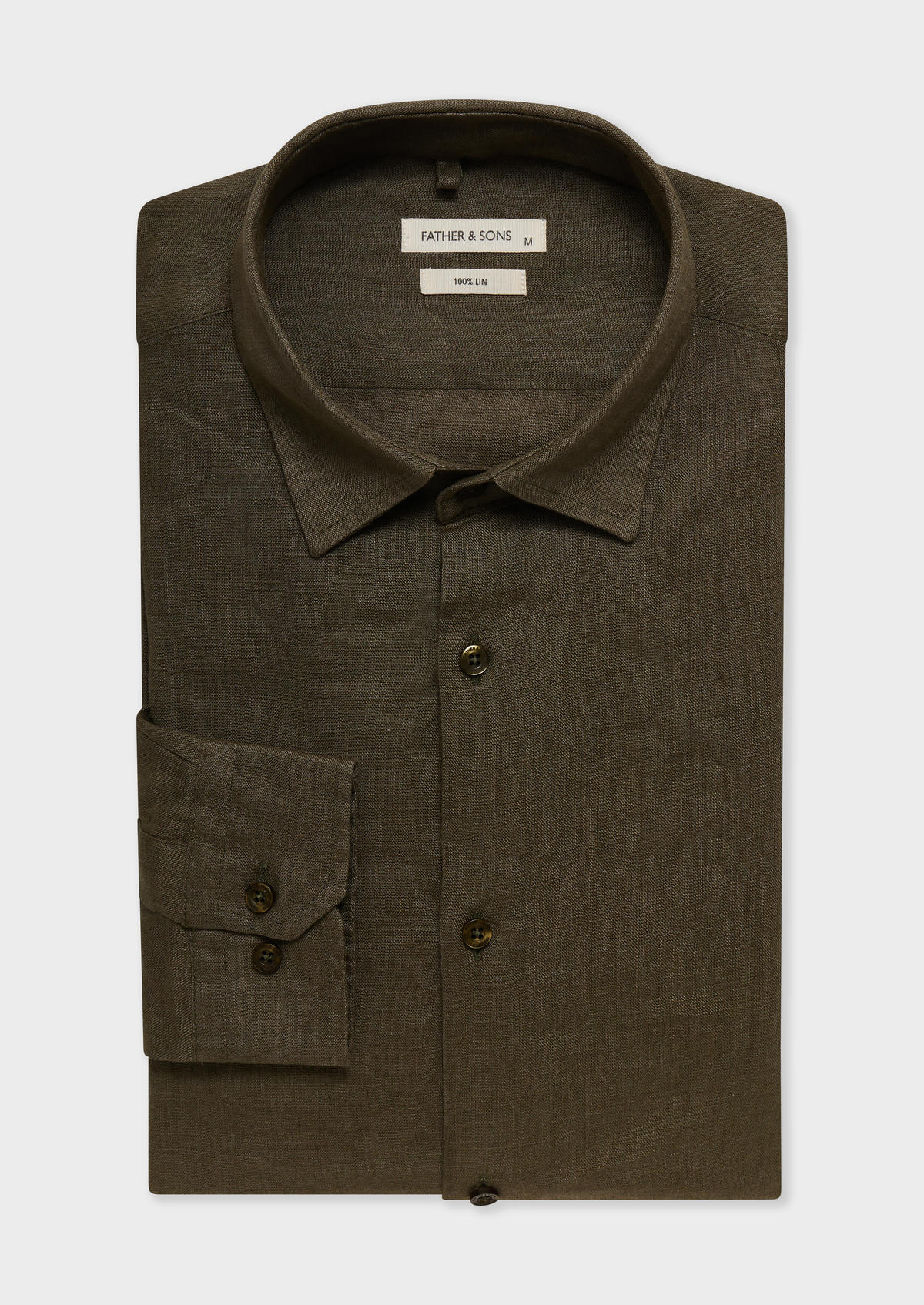 Chemise sport Slim en lin uni kaki