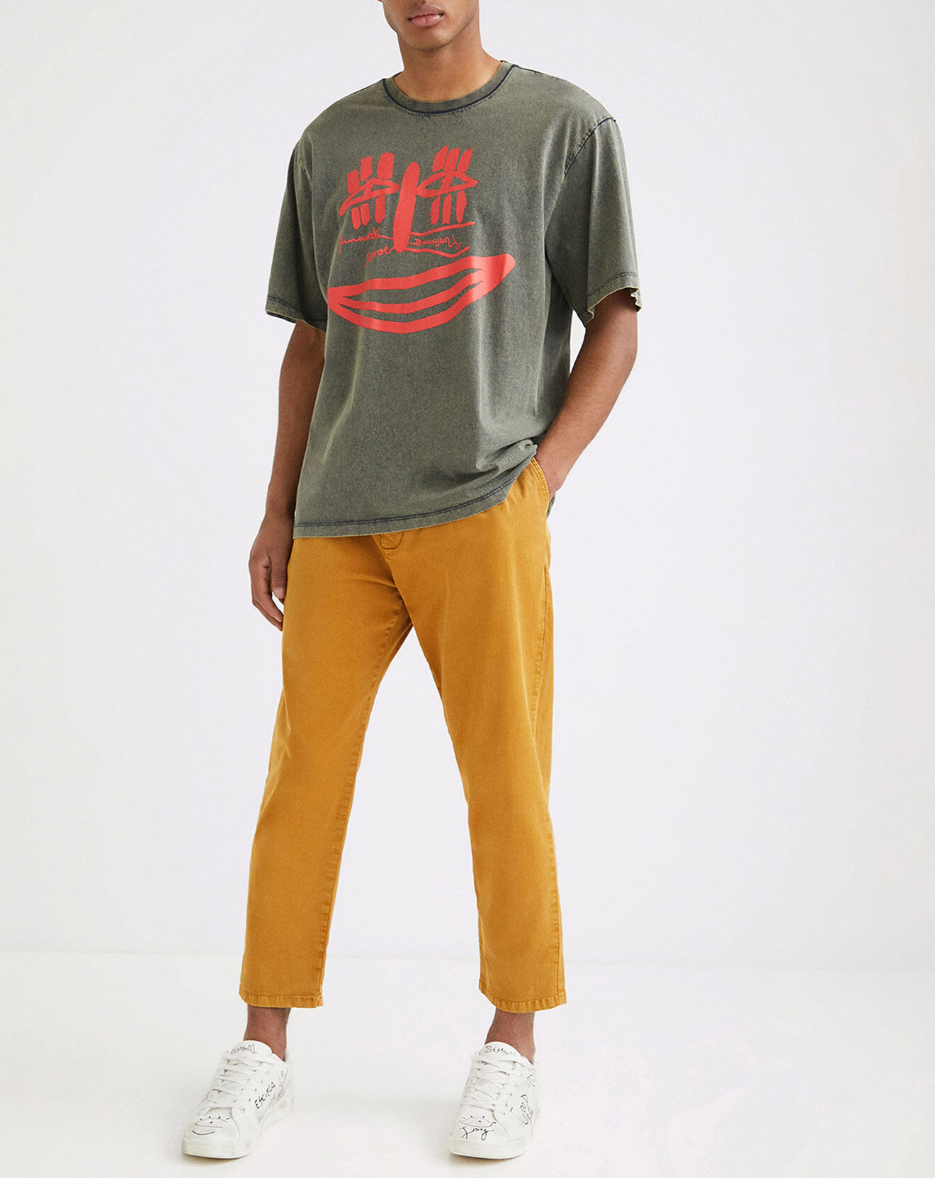 Desigual Pantalon Marcel jaune moutarde