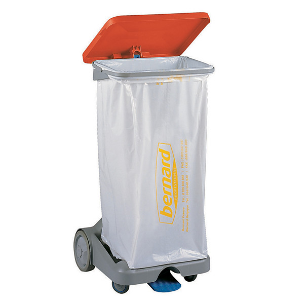 Support sac poubelle d'intérieur 4 roues à pédale rouge avec couvercle 110 L