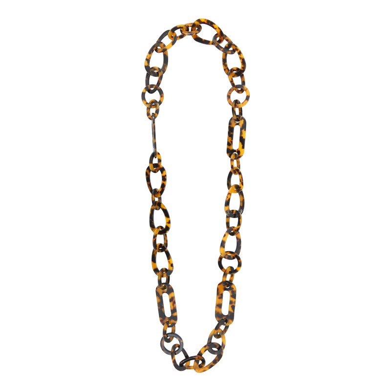 Collier long mailles léopard