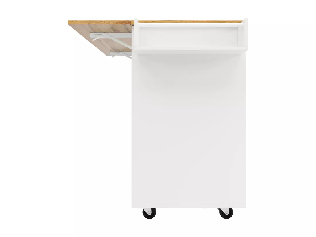 Îlot de cuisine moderne, meuble buffet avec grain de bois, 137.5×39.5×95.6 cm, MDF, Blanc